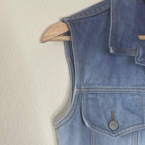 BONGO BY GENE MONTESANO WOMEN'S CROP DENIM VEST SIZE S VINTAGE 90S OMBRE - Picture 5 of 7